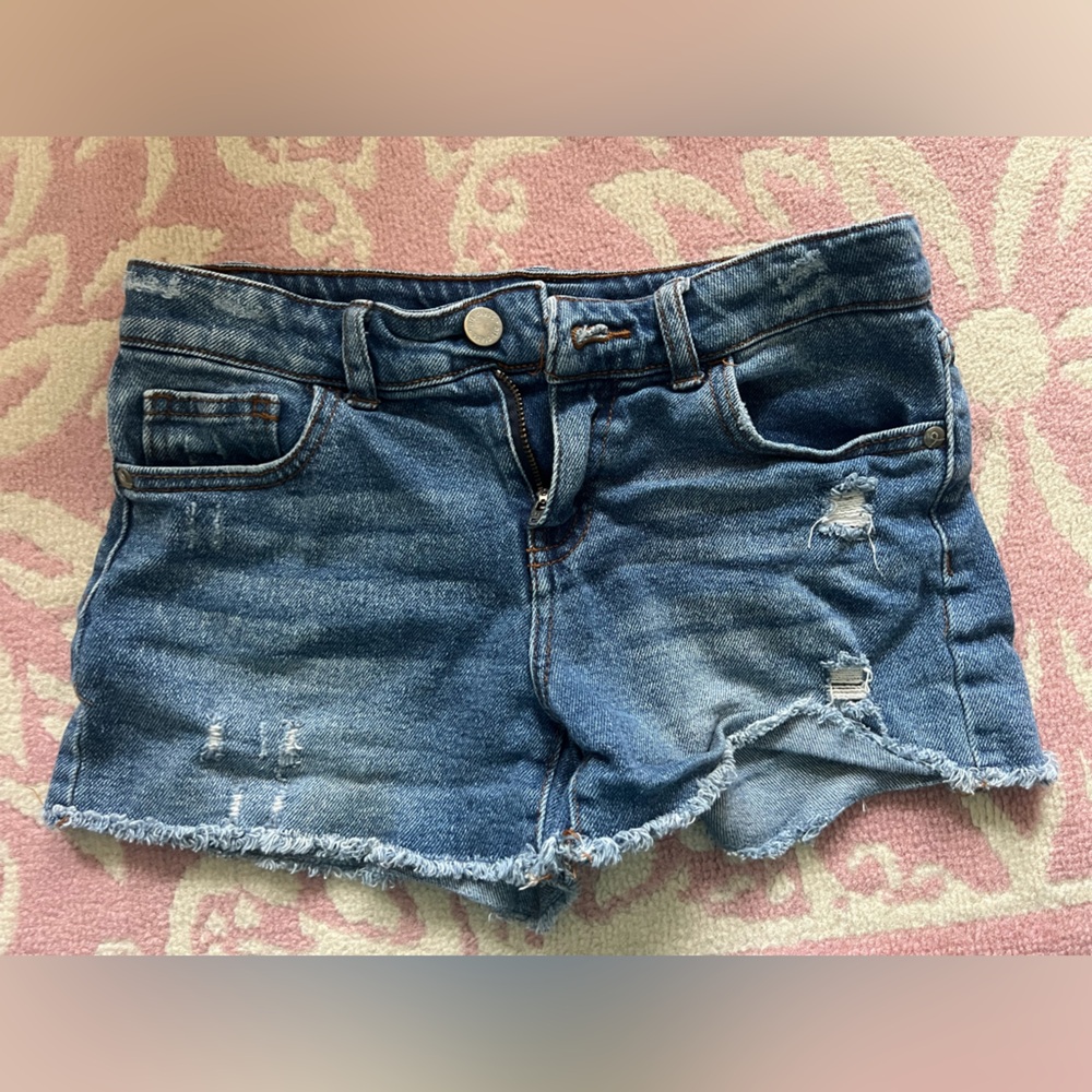 Denim Blue Distressed Kids Shorts